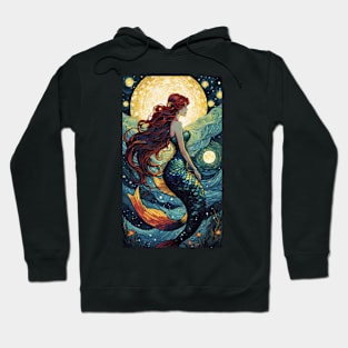 Starry Night Mermaid: Van Gogh-Inspired Underwater Symphony Hoodie